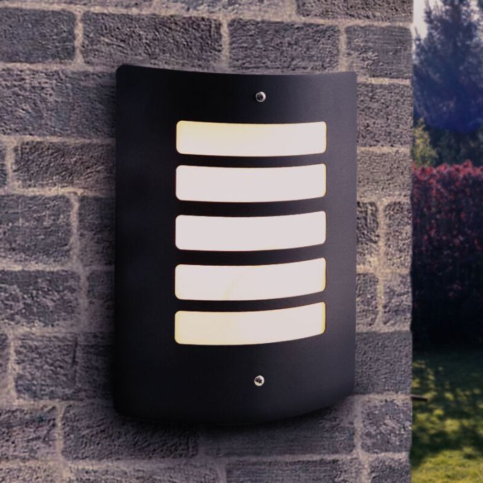 Modern utomhus vägglampa med skymningssensor svart, Manuel, IP44