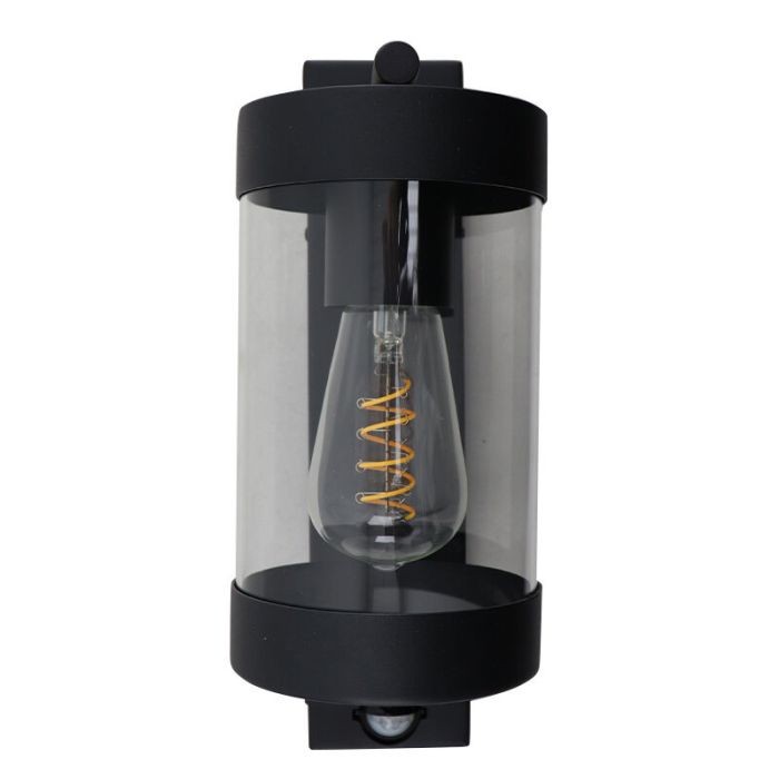 Modern utomhus vägglampa med rörelsesensor svart, Musa, IP44