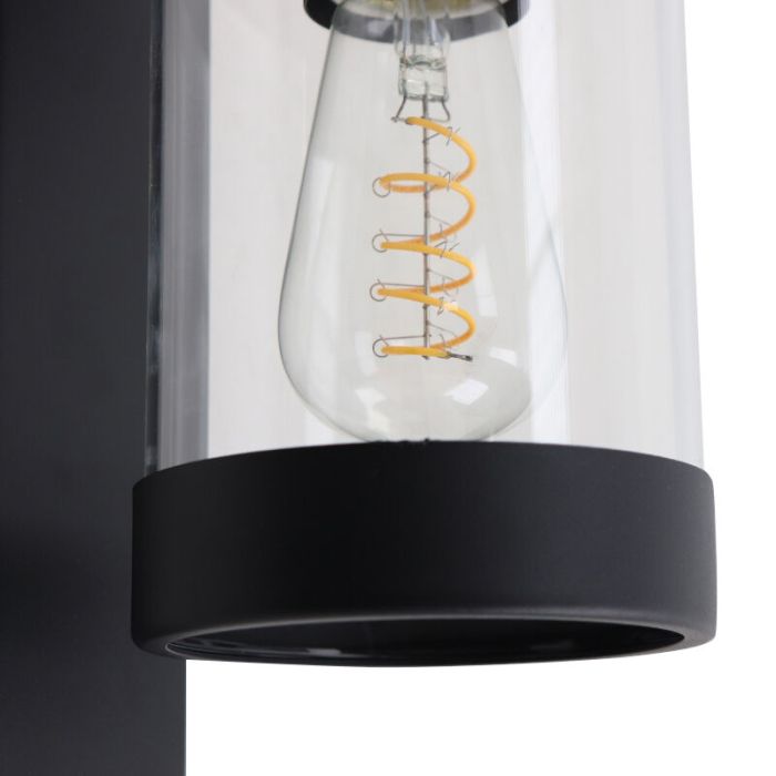 Modern utomhus vägglampa med rörelsesensor svart, Musa, IP44