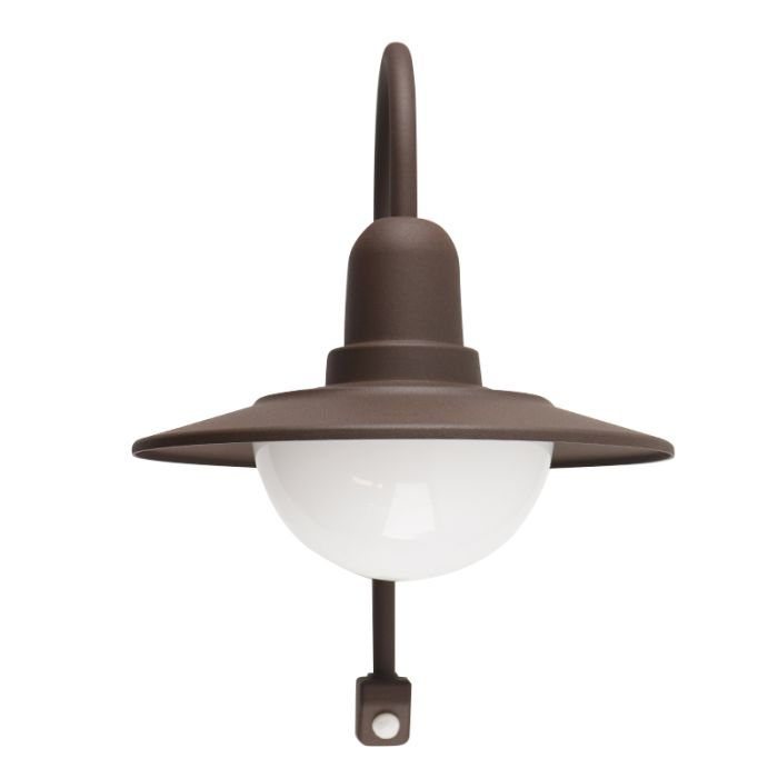 Klassisk utomhus vägglampa med rörelsesensor rostfärgad, Rolin, IP54