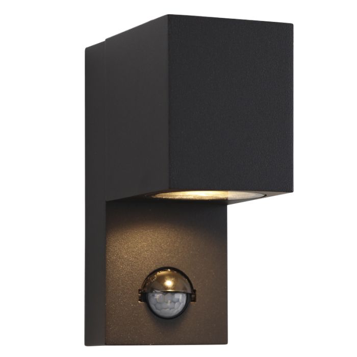 Modern utomhus vägglampa med rörelsesensor svart, Corella, IP54
