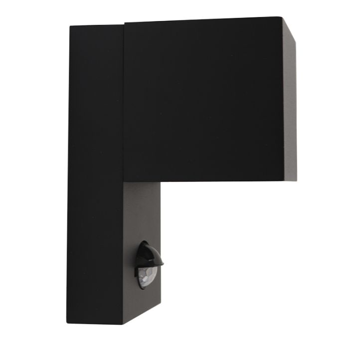 Modern utomhus vägglampa med rörelsesensor svart, Corella, IP54
