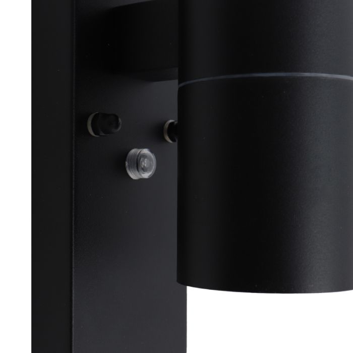 Modern utomhus vägglampa med skymningssensor svart, Pedro, IP44