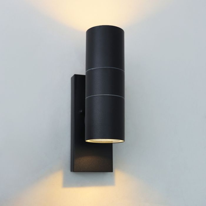 Modern utomhus vägglampa med skymningssensor svart, Pedro, IP44