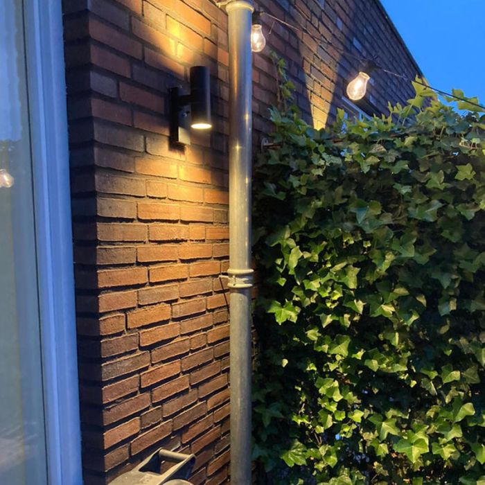Modern utomhus vägglampa med skymningssensor svart, Pedro, IP44