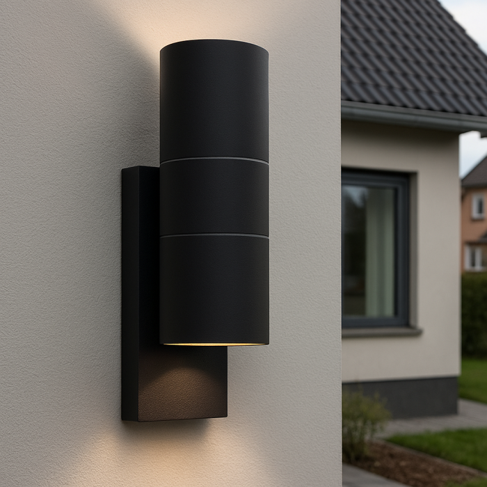 Modern utomhus vägglampa med skymningssensor svart, Pedro, IP44
