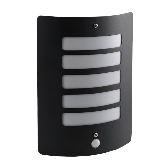 Modern utomhus vägglampa med rörelsesensor svart, Manuel, IP44