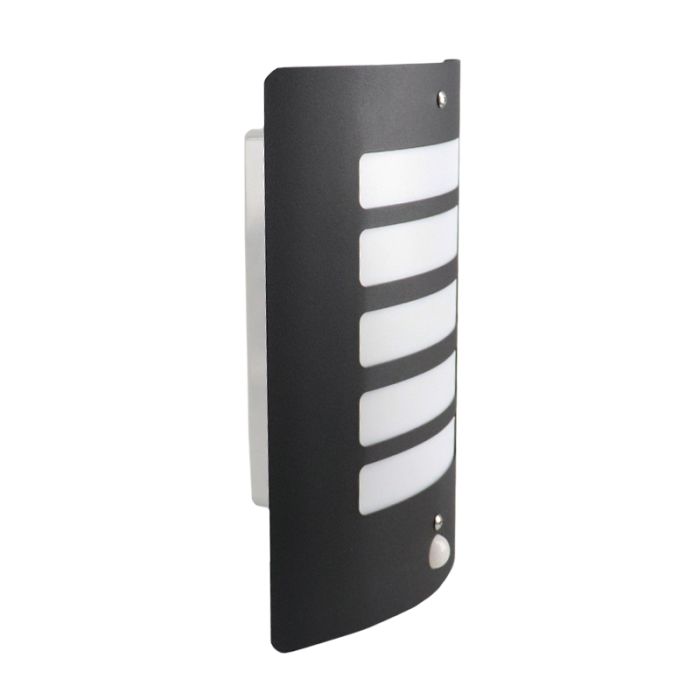 Modern utomhus vägglampa med rörelsesensor svart, Manuel, IP44