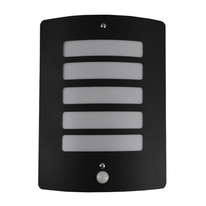 Modern utomhus vägglampa med rörelsesensor svart, Manuel, IP44