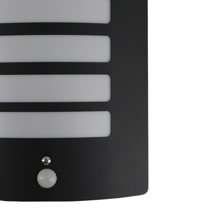 Modern utomhus vägglampa med rörelsesensor svart, Manuel, IP44