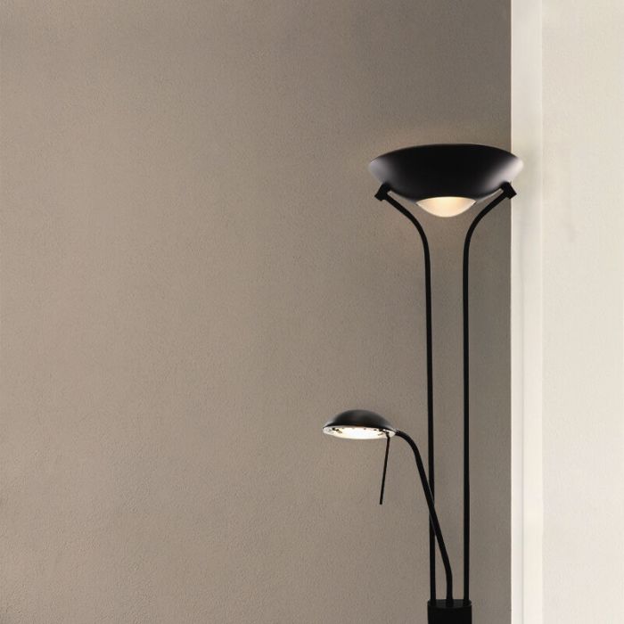Modern läslampa golv svart, Salvador, 18W, 3000K LED, med brytare