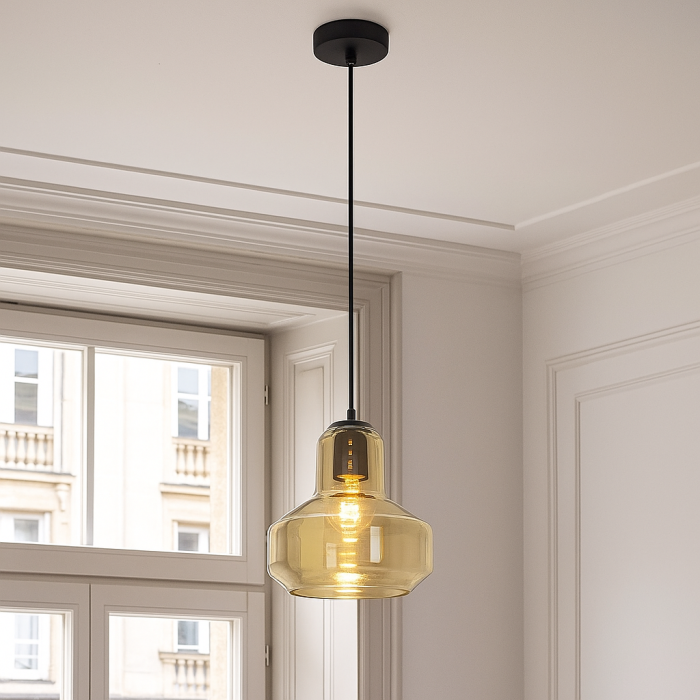 Design fönsterlampa bärnstensfärgad, Sabina