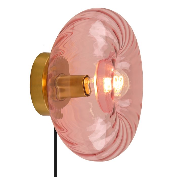 Retro vägglampa rosa, Diane, med brytare