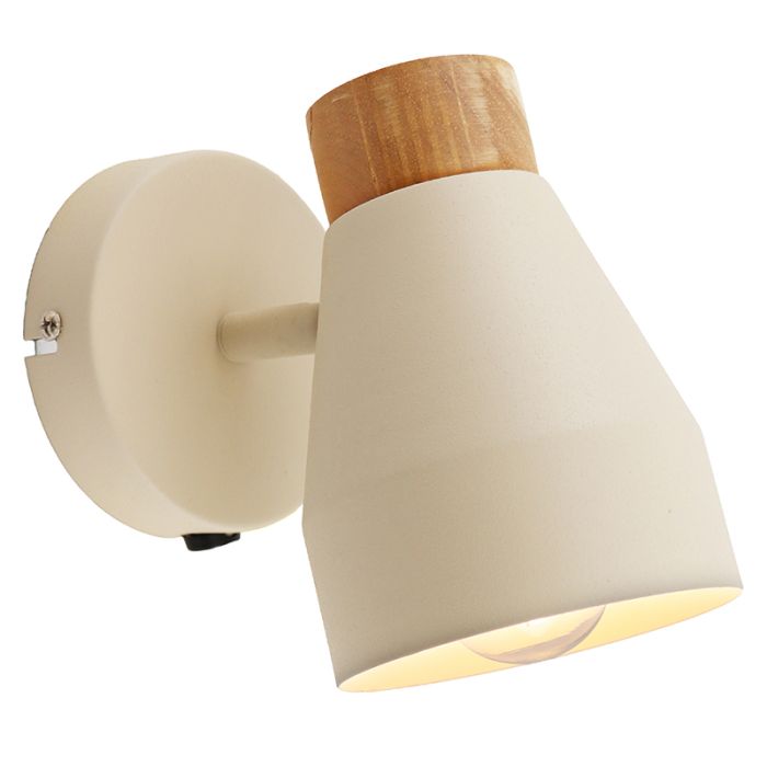 Rustik vägglampa beige, Freddie, med brytare