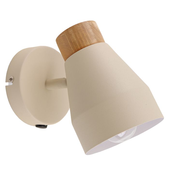 Rustik vägglampa beige, Freddie, med brytare
