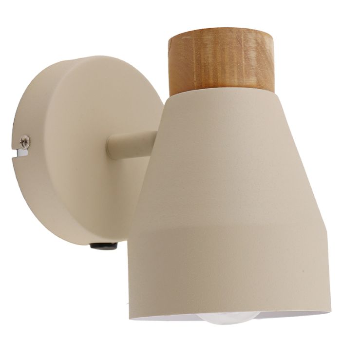Rustik vägglampa beige, Freddie, med brytare