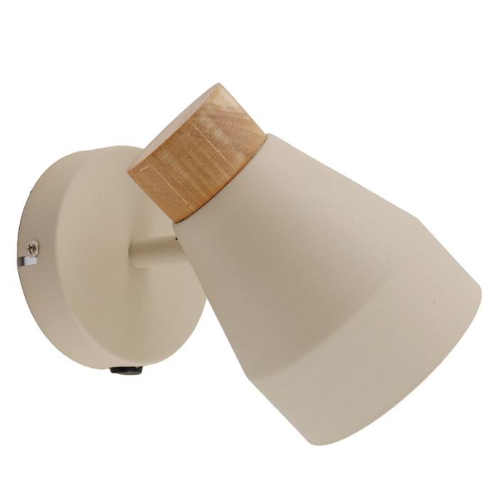 Rustik vägglampa beige, Freddie, med brytare
