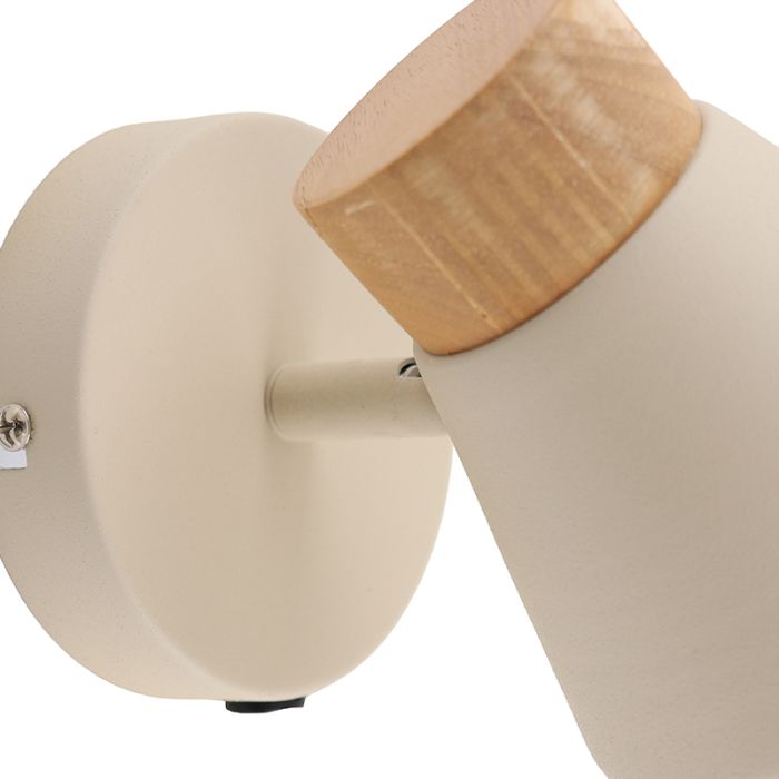 Rustik vägglampa beige, Freddie, med brytare