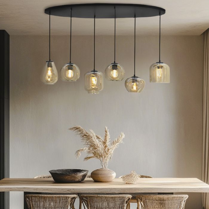 Modern fönsterlampa bärnstensfärgad, Caia