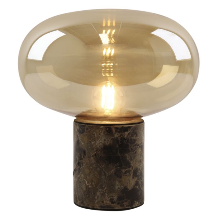 Marmor bordslampa bärnstensfärgad, Alan, med brytare