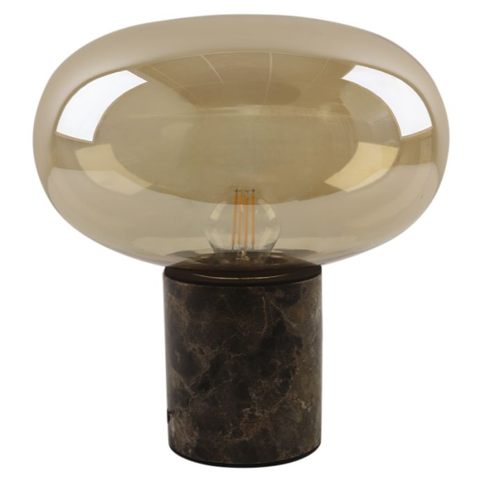 Marmor bordslampa bärnstensfärgad, Alan, med brytare