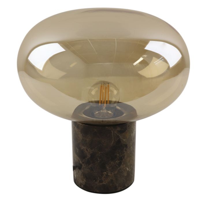 Marmor bordslampa bärnstensfärgad, Alan, med brytare