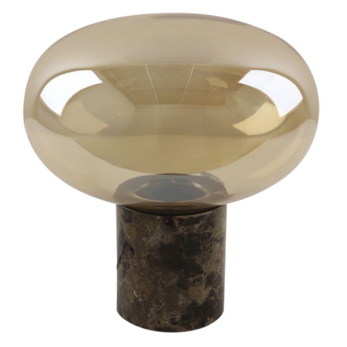 Marmor bordslampa bärnstensfärgad, Alan, med brytare