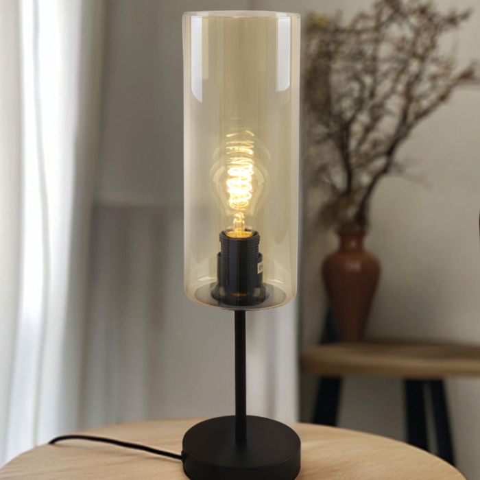 Modern bordslampa bärnstensfärgad, Gaya, med brytare