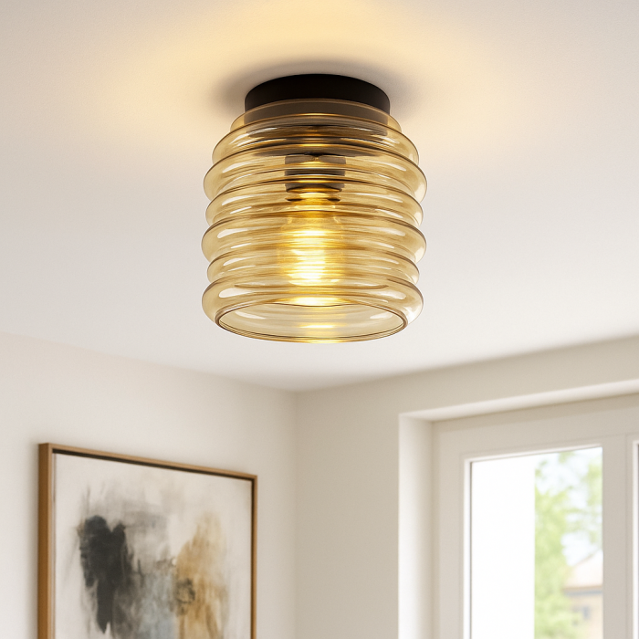 Glas taklampa bärnstensfärgad, Karen