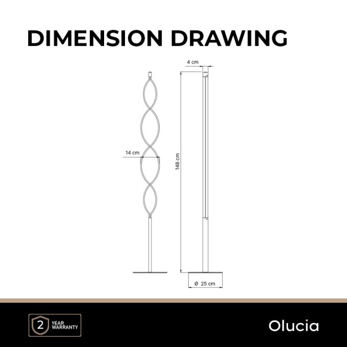 Design golvlampa silver, Kuno, 36W, 3000K LED, 3 stegs dimmer