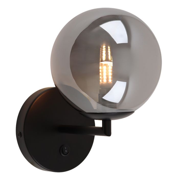 Design vägglampa grå, Remo, med brytare