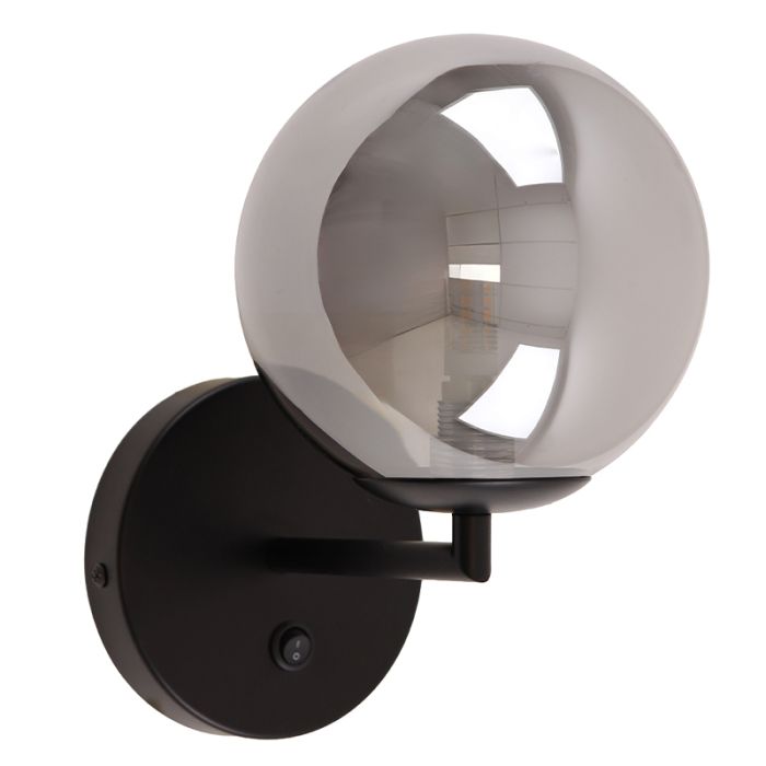 Design vägglampa grå, Remo, med brytare