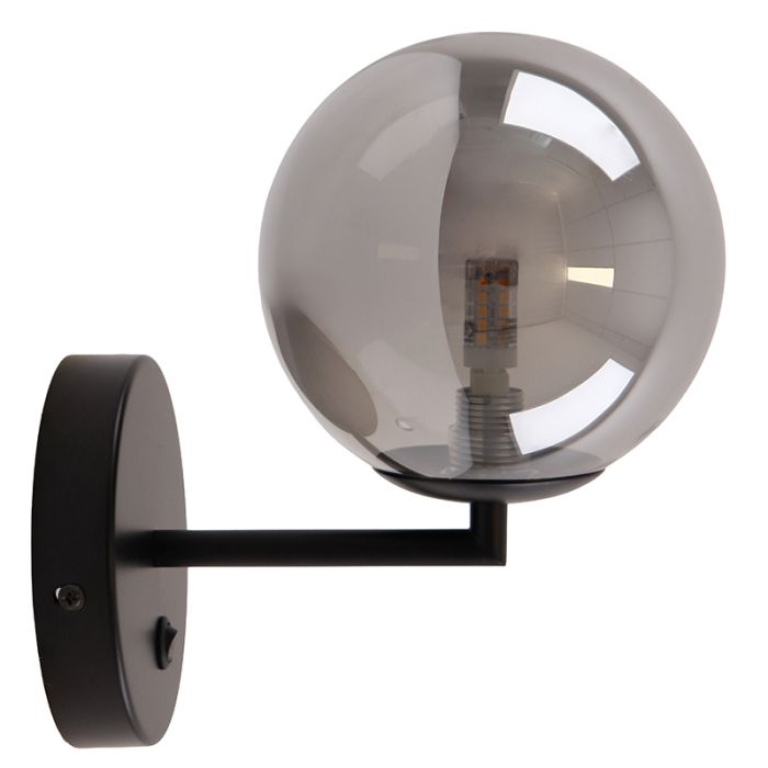 Design vägglampa grå, Remo, med brytare