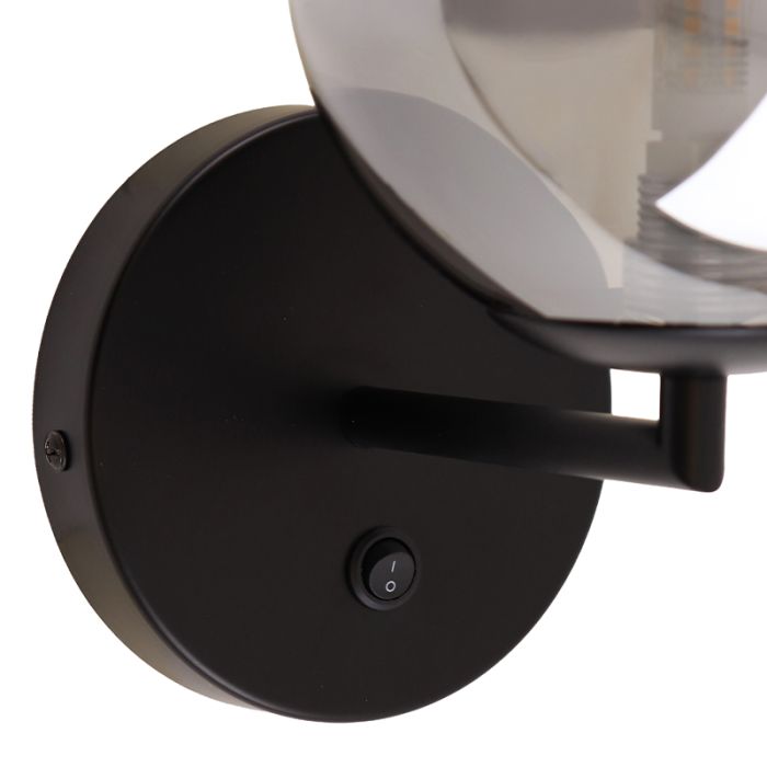 Design vägglampa grå, Remo, med brytare