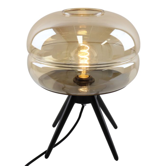 Retro bordslampa bärnstensfärgad, Sean, med brytare