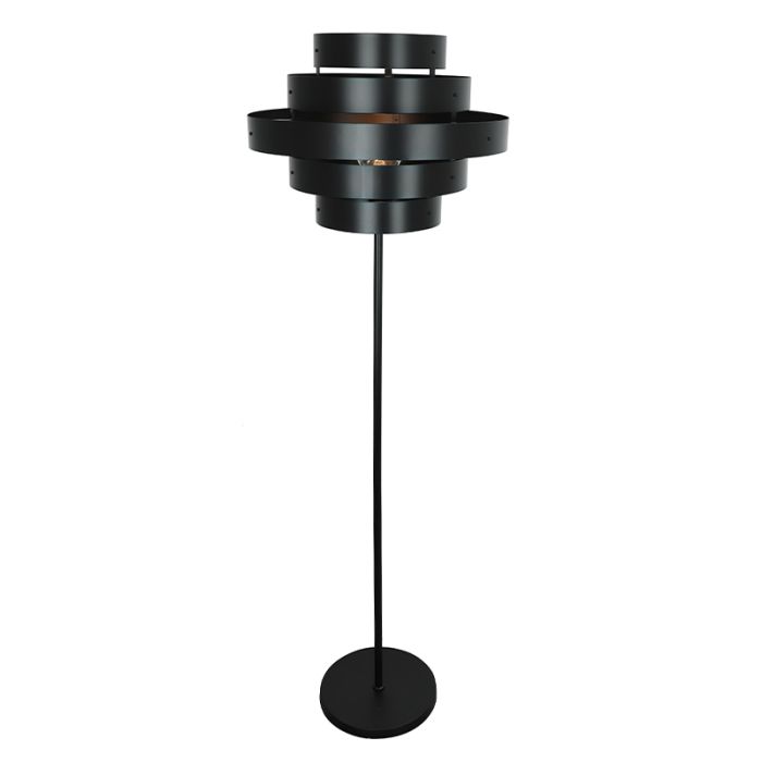 Rustik golvlampa svart, Jana, med brytare