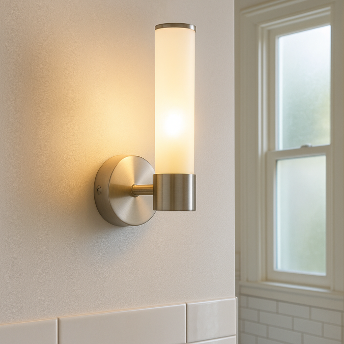 Modern badrumslampa vägg nickel, Callum, IP44