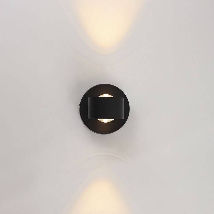 Modern up down vägglampa svart, Izzet, 6W, 3000K LED