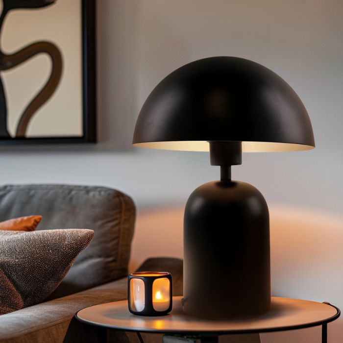 Modern bordslampa svart, Isha, med brytare