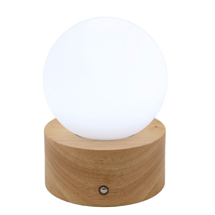 Bas bordslampa trä, Tiddo, 2W, dim to warm LED, med brytare