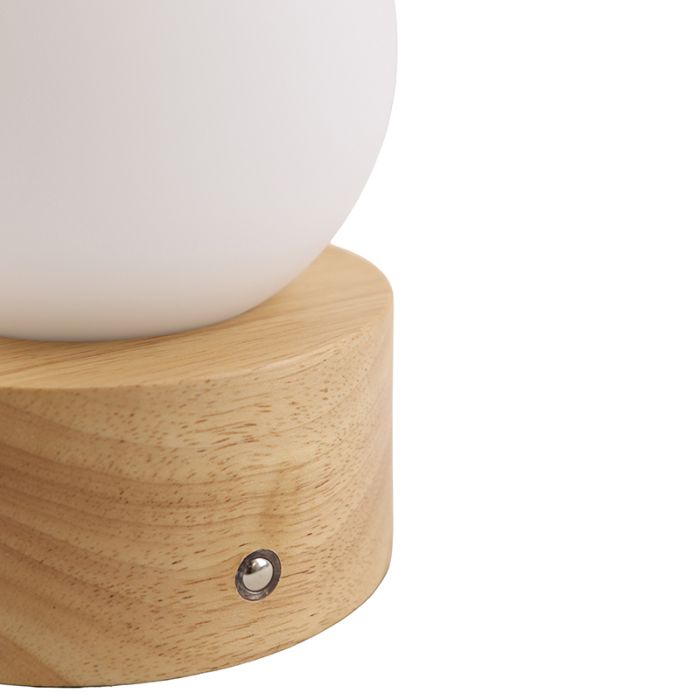 Bas bordslampa trä, Tiddo, 2W, dim to warm LED, med brytare