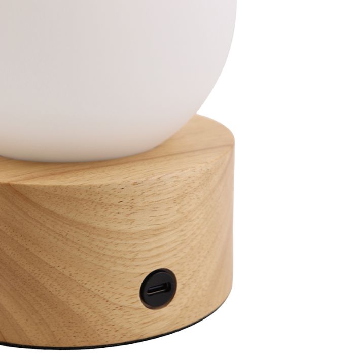 Bas bordslampa trä, Tiddo, 2W, dim to warm LED, med brytare