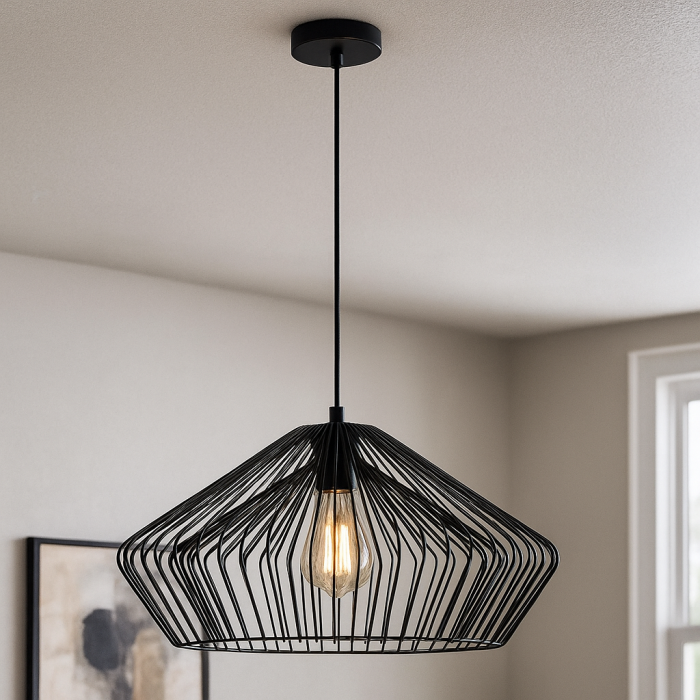 Industri fönsterlampa svart, Matti