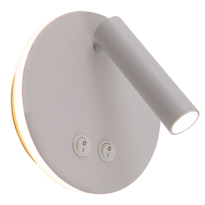 Modern vägglampa vit, Robbie, 10W, 4000K LED, med brytare