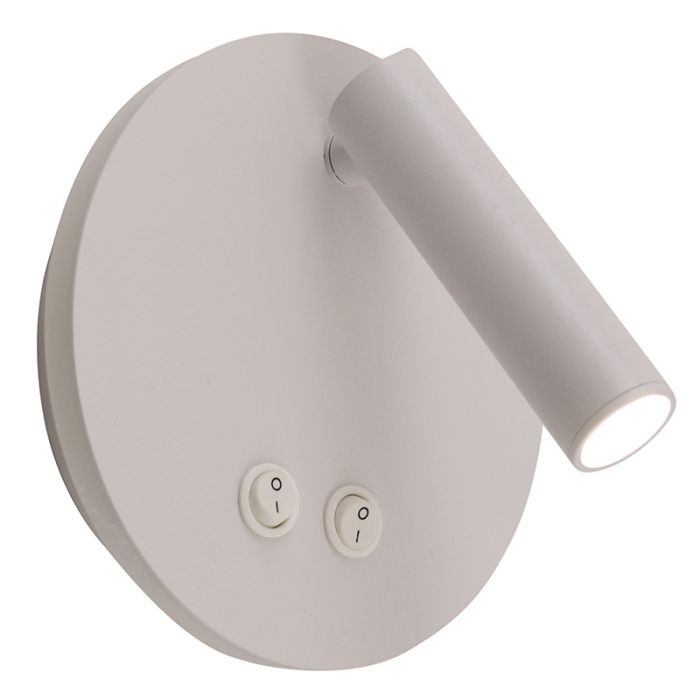 Modern vägglampa vit, Robbie, 10W, 4000K LED, med brytare
