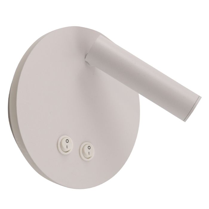 Modern vägglampa vit, Robbie, 10W, 4000K LED, med brytare