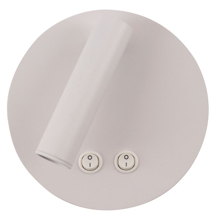 Modern vägglampa vit, Robbie, 10W, 4000K LED, med brytare