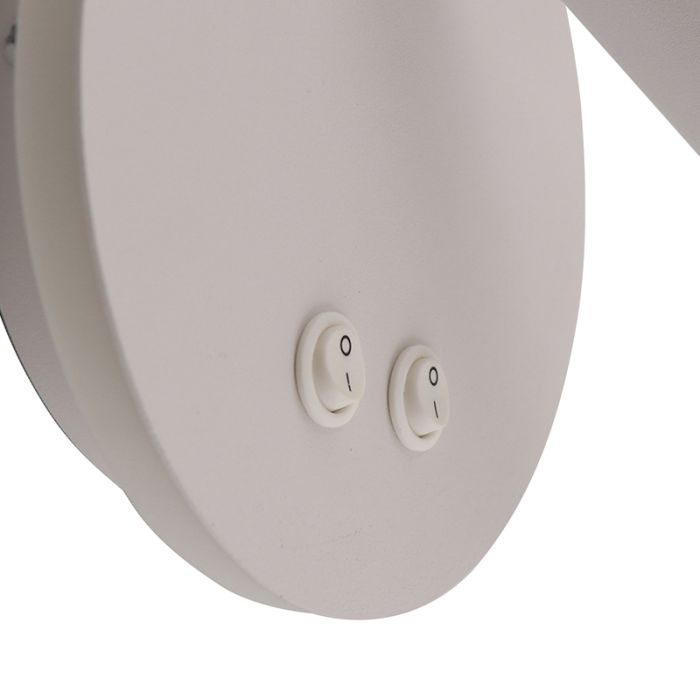 Modern vägglampa vit, Robbie, 10W, 4000K LED, med brytare