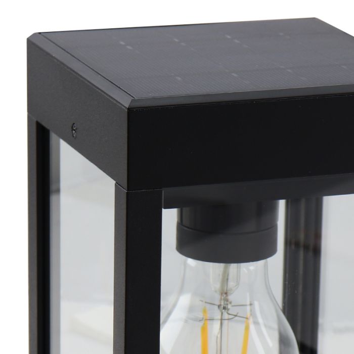 Svart utomhus vägglampa solcell plast, Henk, IP65