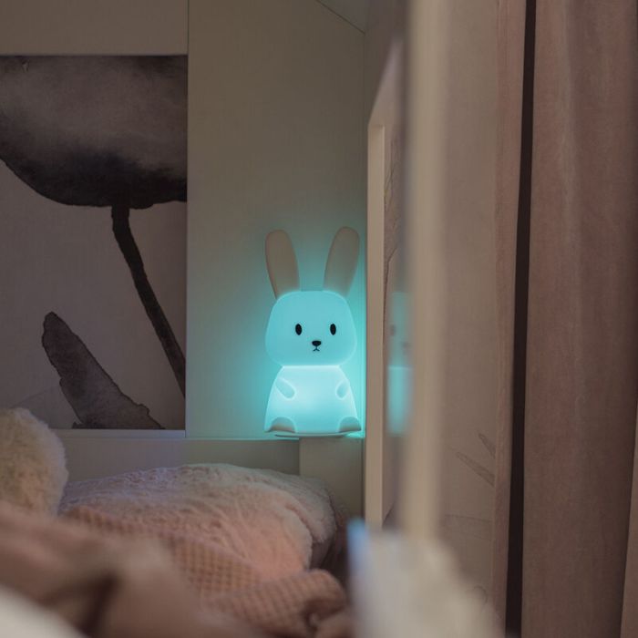 Plast nattlampa barn vit, Bunny, 0,5W, RGBW LED, med brytare